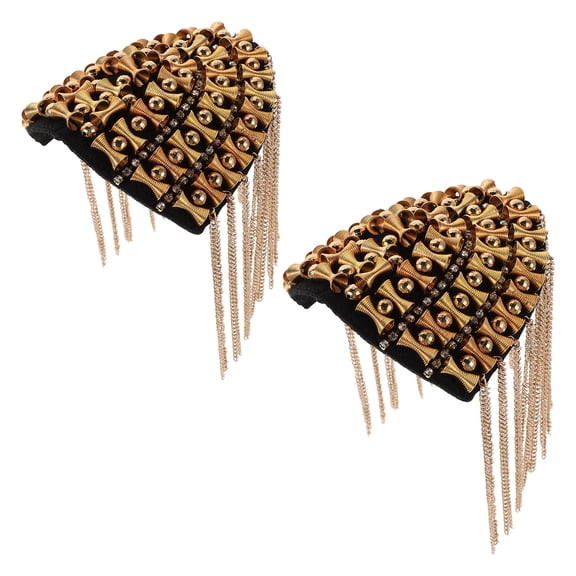 LOLIPPYY 1Pair Golden Metal Fringe Epaulettes with Chain Tassel for Decorative Shoulder Boards