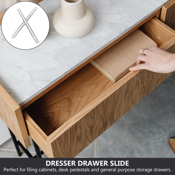 LOLIPPYY 1Pair Push to Open Drawer Slides Plated Silver with Deep Galvanized Surface for Filing Cabinets
