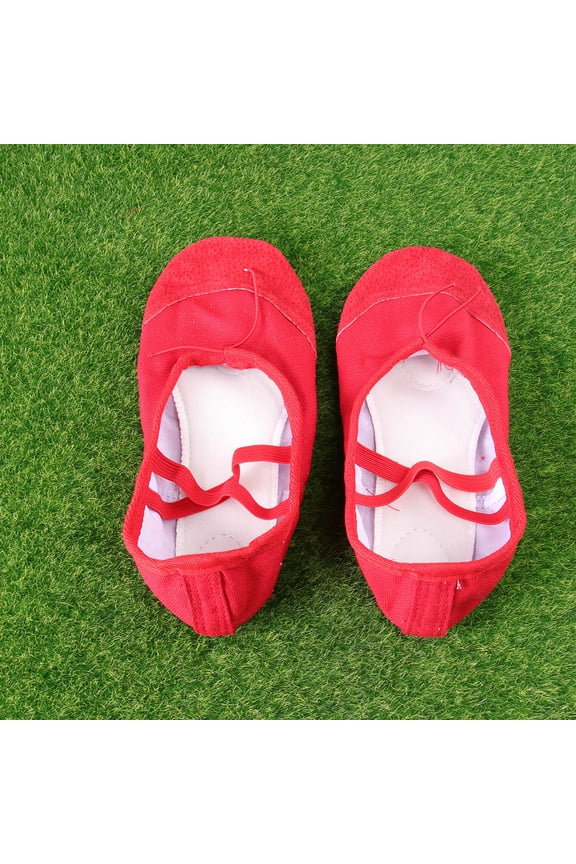 1 Pair Red Ballet Dance Shoes with Anti- Sole, Material and Elastic Band for Comfortable Dancing