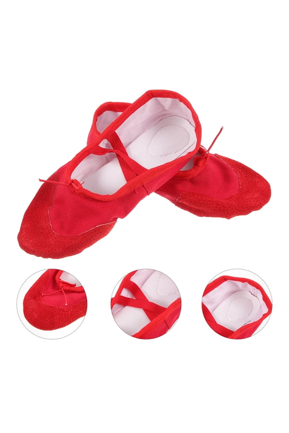 Red Ballet Shoes with Elastic Band, 1 Pair Lightweight Footwear for Yoga, Modern Dance, Ballet Practice and Training