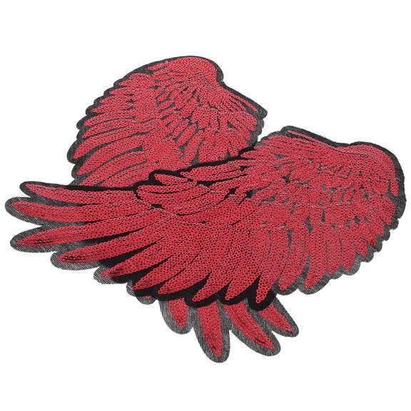 LOLIPPYY 1Pair Red Sewing Patches Wings Shape Embroidery Appliques for Clothing Decoration
