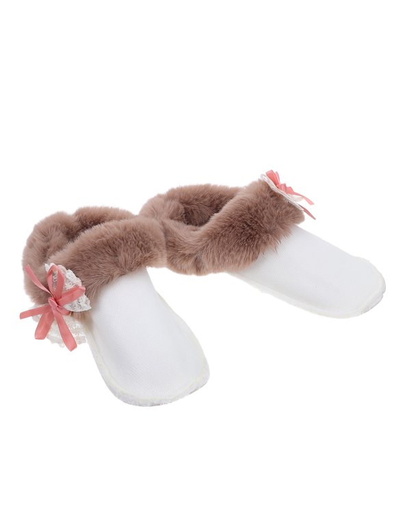 Lace Warm Plush Slipper Inserts Removable Liner for Clogs Size 40-41 Pair