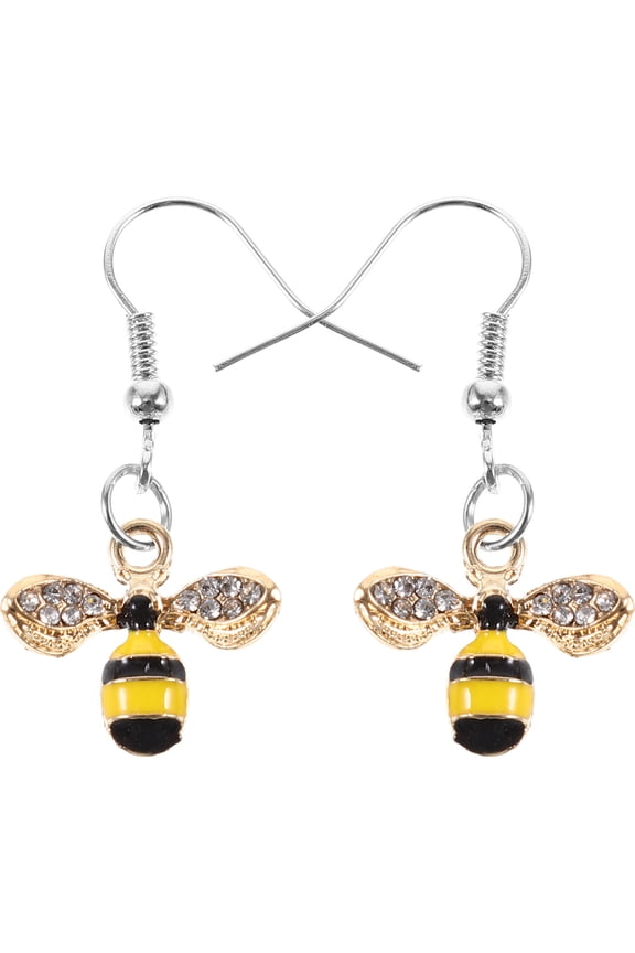1Pair Rhinestone Bee Earrings Stylish Multi Color Alloy Ear Jewelry Drop Earrings for Daily Wear