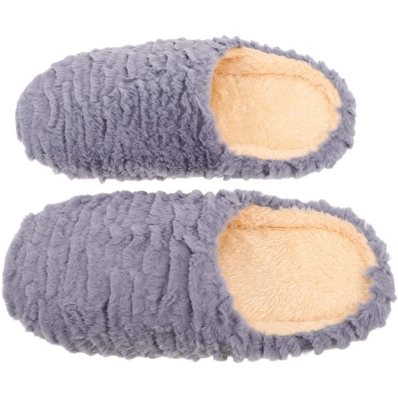 LOLIPPYY 1 Pair Soft Sole Non- Slippers for Couples, Warm Indoor House Shoes with Quiet Design in Grey