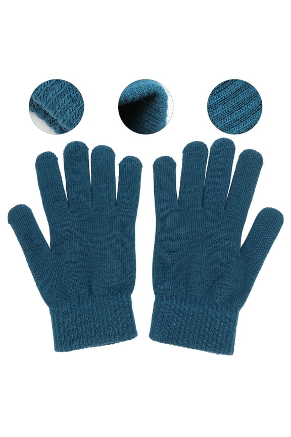 1Pair Solid Color Gloves Winter Knit Gloves Adult Warm Blue Durable Soft and Comfortable