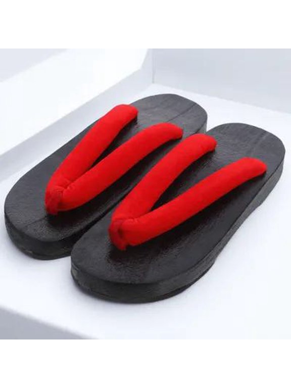 Creative Red Male Clogs - Wooden Eva Slippers, Flat Bottom, Comfortable for Long Walks
