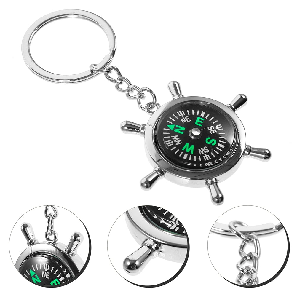 Pocket Compass 2 Pcs Outdoor Compass Keychain for Camping Navigation Direction Tool