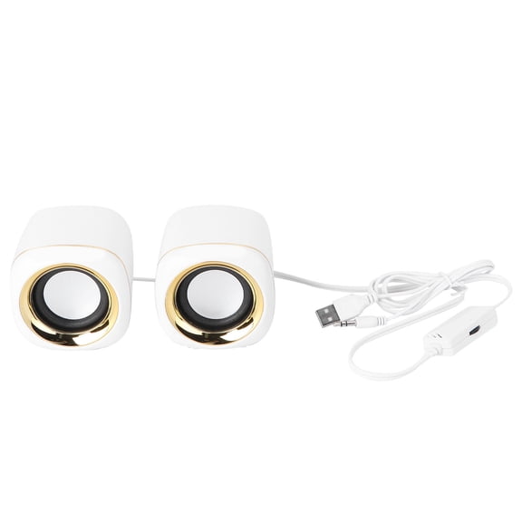 LOLIPPYY 1Pair USB Computer Speaker with Metallic Textured Body and Volume Control Knob