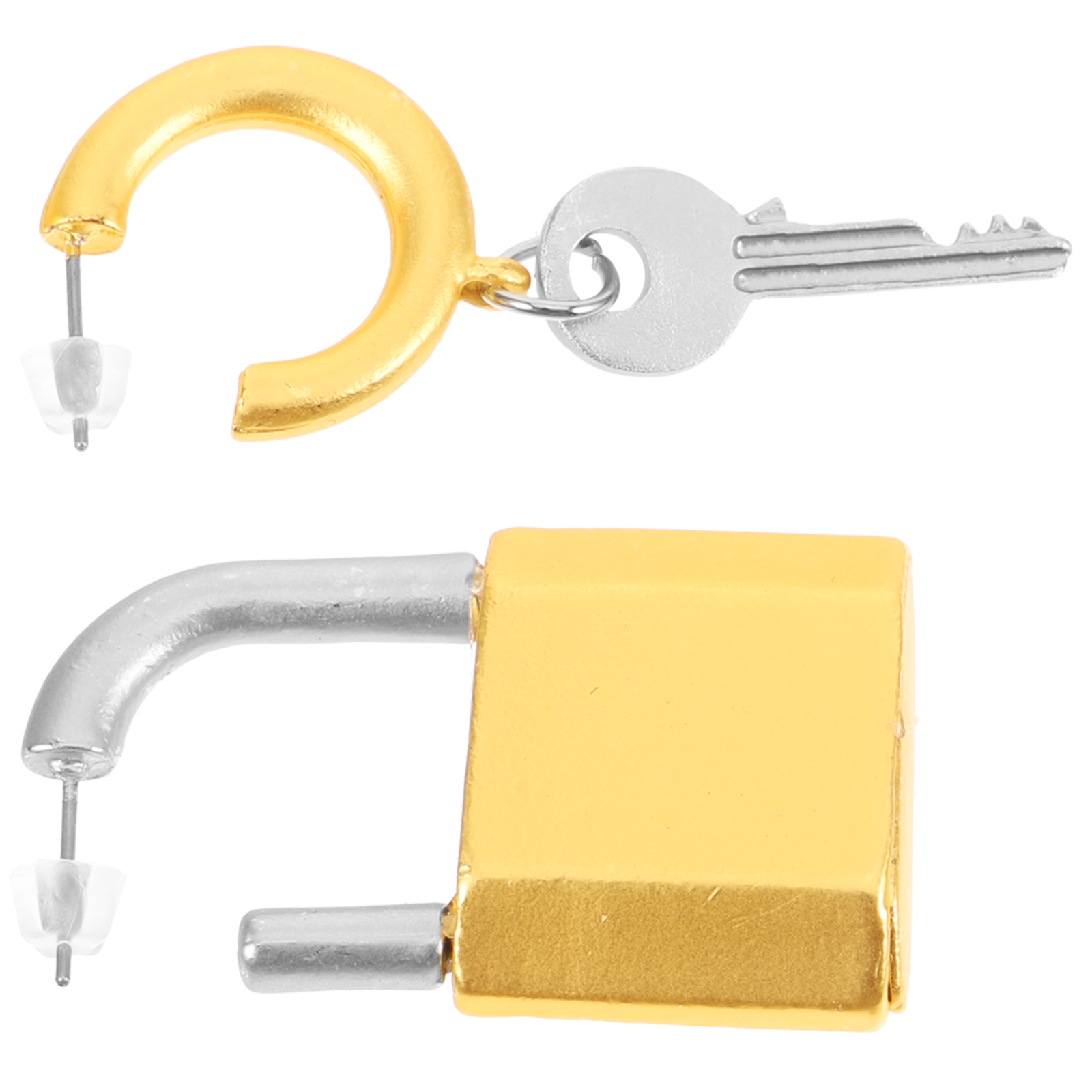 LOLIPPYY 1Pair Vintage Style Golden Lock and Key Earrings Asymmetrical ...