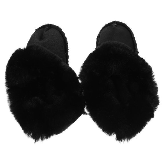 LOLIPPYY 1Pair Warm Black Plush Shoe Inserts Detachable Soft Lining for Winter Clogs and Shoes At Home