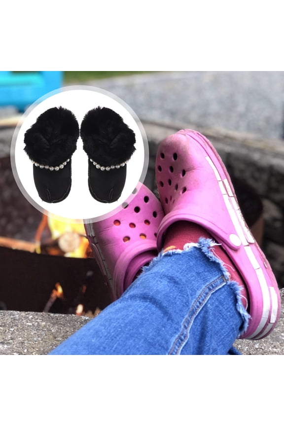 1 Pair Black Plush Lined Warm Shoe Inserts for Rain Boots, Soft Cozy Winter Comfort Insoles