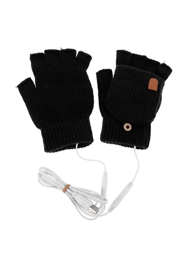 1 Pair USB Heated Winter Gloves for Men, Warm Fingerless Design for Cold Weather