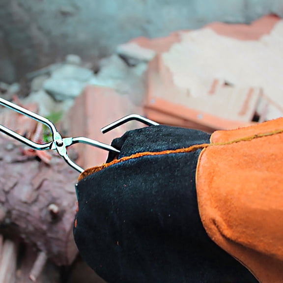 LOLIPPYY 1Pair Welding Protective Gloves with Double Layer Heat Insulation for Outdoor Bbq