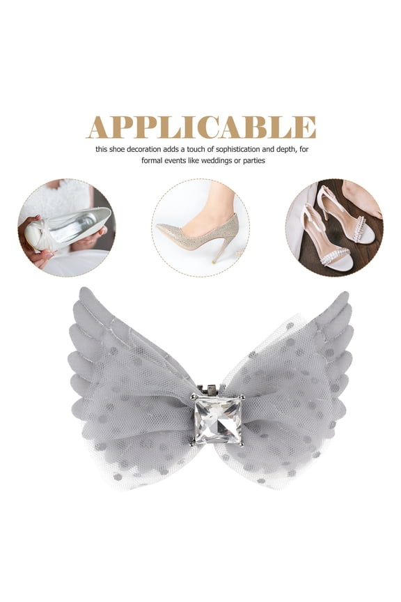 1Pair Wings Shoe Buckle Metal Shoe Accessory Detachable for Bridal and Formal Footwear