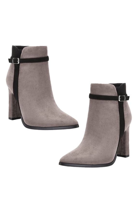 1Pair Winter Short Boots Light Grey Zipper Booties with Comfortable Arch Support
