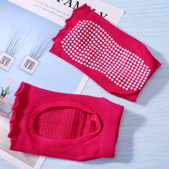 LOLIPPYY 1Pair Yoga Socks Non Slip Five Toe Hollow Cotton Material Durable and Breathable Rosy