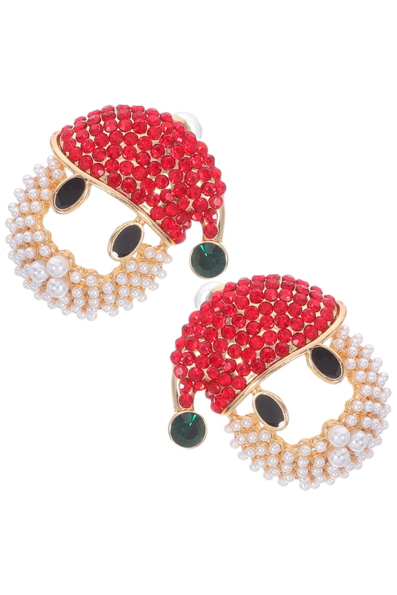 1 Pair Rhinestone Santa Claus Earrings Alloy Holiday Jewelry for Christmas Party and Festive Celebrations