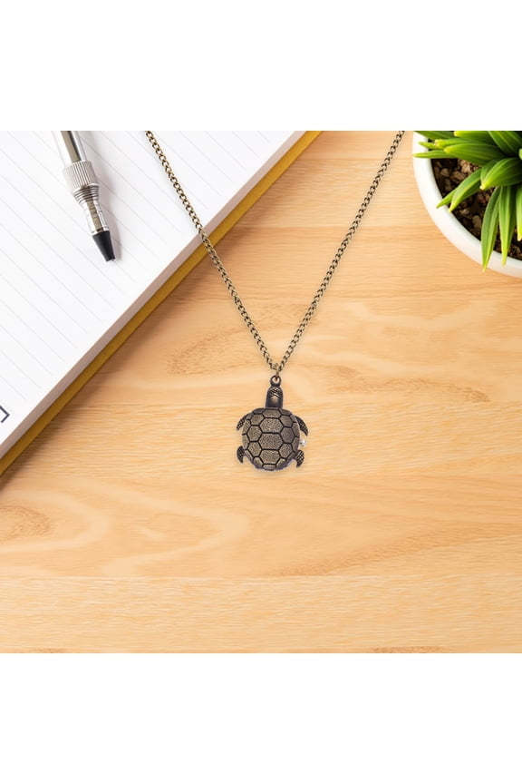 1Pc Animal Pattern Pocket Watch Coffee Color Vintage Quartz for Decorative