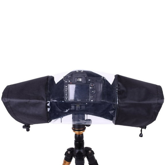 LOLIPPYY 1Pc Black Camera Protective Cover with Elastic Adjusting Rope for Lens and Body Safety