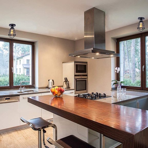 LOLIPPYY 1Pc Black Industrial Style Ceiling Lamp Indoor Iron Craft Light for Home