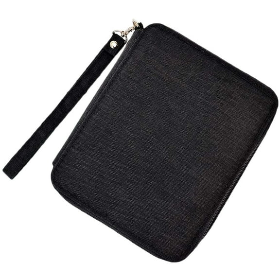 LOLIPPYY 1Pc Black Oxford Cloth Stationery Bag Waterproof Painting Pencil Case with Compartments