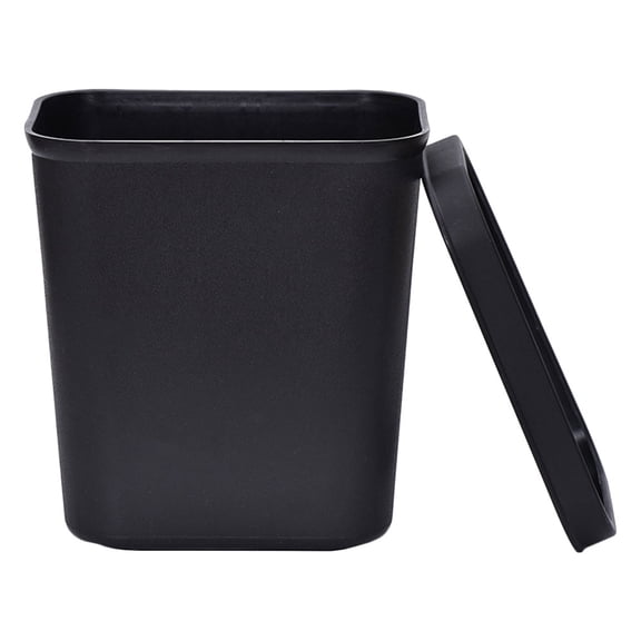 LOLIPPYY 1Pc Black Plastic Garbage Container with Press Ring Office and Home Trash Storage Bucket