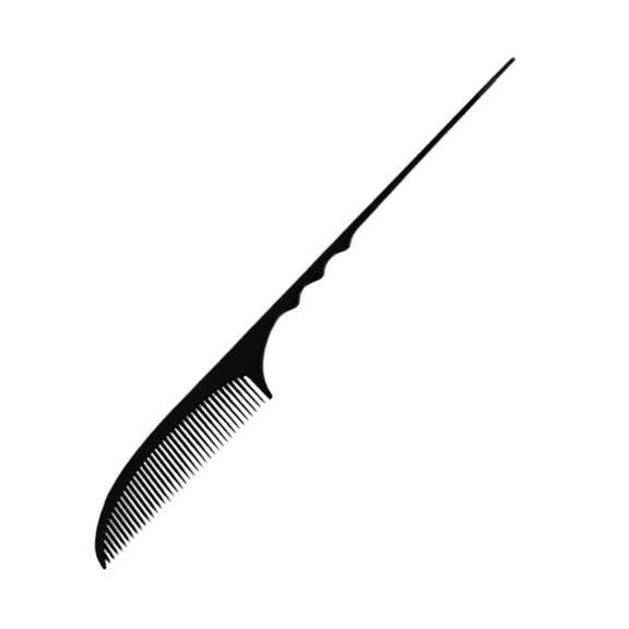 LOLIPPYY 1Pc Black Pointed Tail Comb with Handle Groove for Precise Hair Distribution and Styling
