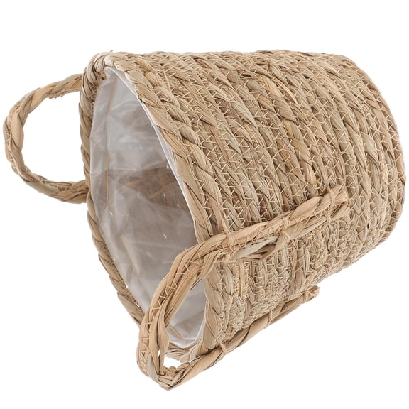 LOLIPPYY 1Pc Braided Seagrass Flowerpot Bucket for Indoor Use and Storage Solution