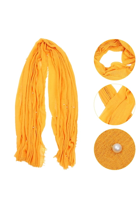 1Pc Breathable Cotton Yellow Scarf Multi Purpose Outdoor Shawl with Detail