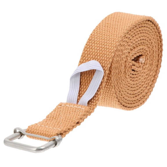 LOLIPPYY 1Pc Brown Cotton Yoga Stretch Band with Anti-Skid Grip for Resistance Training and Exercise