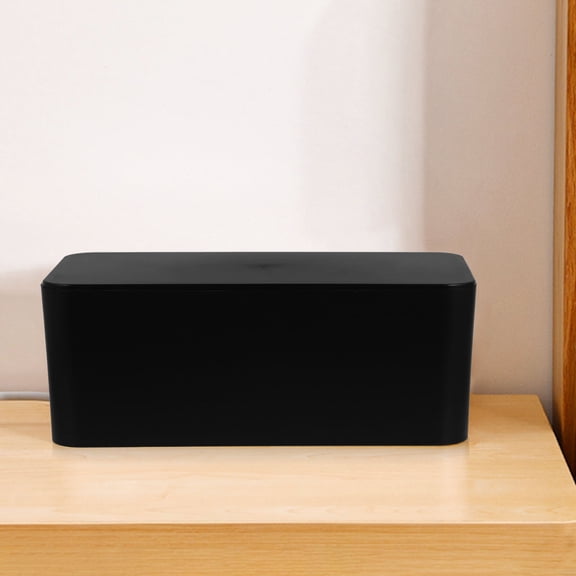 LOLIPPYY 1Pc Cable Storage Box Black Plastic with Hollow Sides for Convenient Cord Management