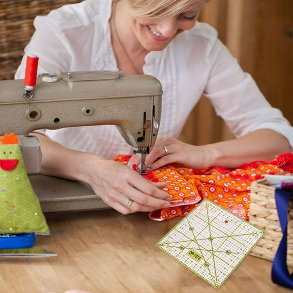 LOLIPPYY 1Pc Clear Black and Green Ruler Grid Line Patchwork Tool for Sewing and Crafting