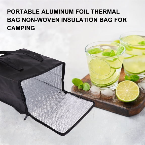 LOLIPPYY 1 Piece Black Camping Insulated Bag, Lightweight Portable Thermal Storage Pouch for Outdoor Travel and Picnic Gear