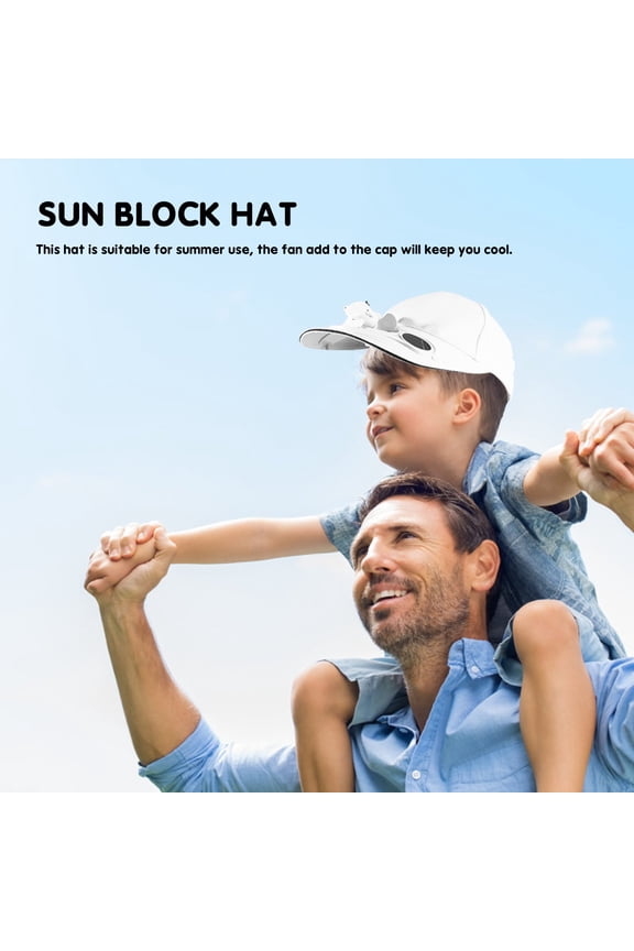 1Pc White Cotton Summer Hat Fan Cap with Built in Cooling Fan System
