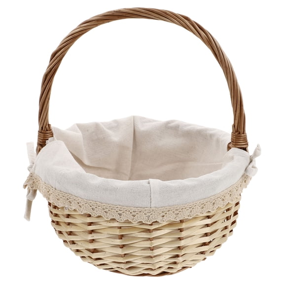 LOLIPPYY 1Pc Creative Handwoven Light Brown Storage Basket Sturdy Handle for Indoor Organization