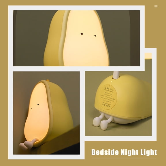 LOLIPPYY 1Pc Creative Yellow Pear Shaped Night Lamp Bedside Table Lamp Decorative Indoor Light USB Rechargeable