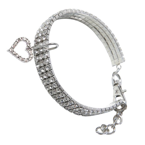 LOLIPPYY 1Pc Crystal Pet Collar White with Heart Design for Unique and Stylish Pet Accessory