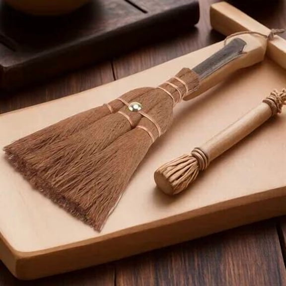 LOLIPPYY 1Pc Delicate Corner Brown Palm Broom Natural Material Lightweight Cleaning Tool