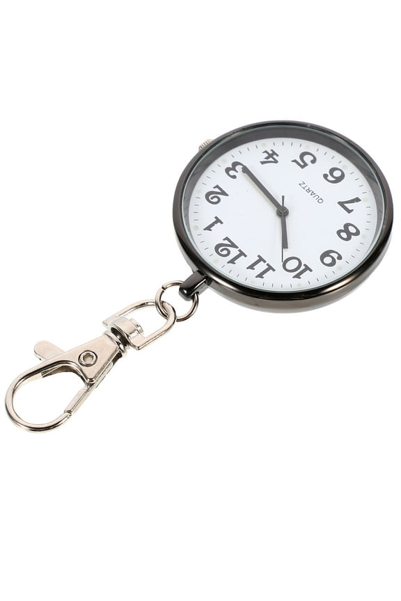 1Pc Doctor Nurse Pocket Watch Black Zinc Alloy Large Screen with Key Buckle