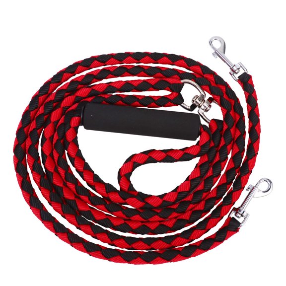 LOLIPPYY 1Pc Double Headed Black Pet Training Leash Comfortable Grip for Outdoor Safety