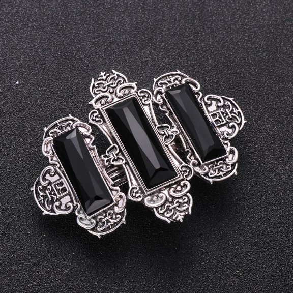LOLIPPYY 1Pc Durable Black Ponytail Clip with Sparkling Crystal for Daily Hair Decoration