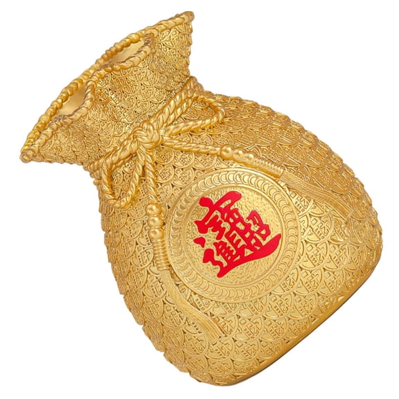 LOLIPPYY 1Pc Golden Resin Bank Money Saving Pot in Bag Shape for Organizing Bills and
