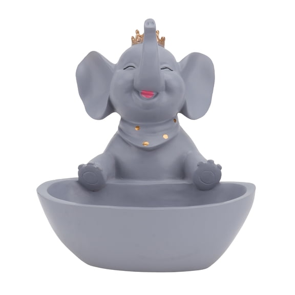 LOLIPPYY 1Pc Elephant Resin Storage Box Creative Key Container and Candy Holder in Grey