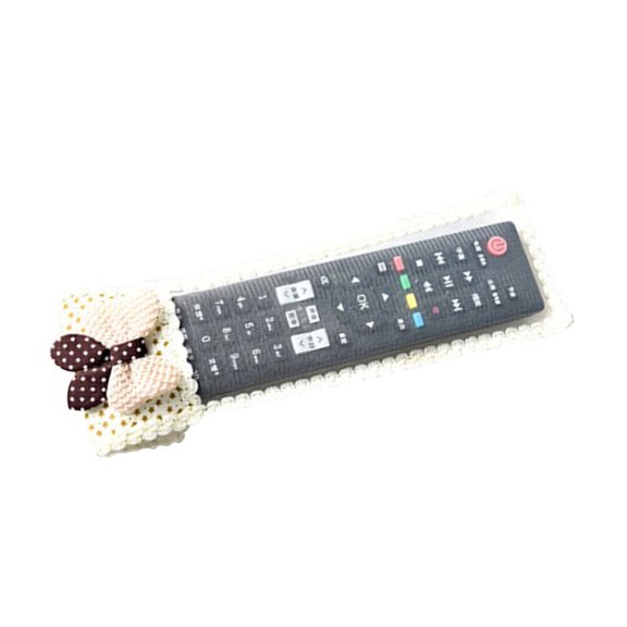 LOLIPPYY 1Pc Fabric Lace Cover for Remote Control Beige Color European Style Bow-Knot Pattern