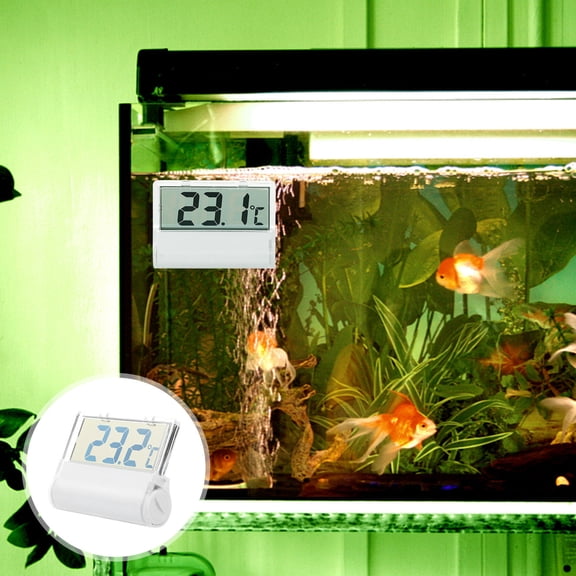 LOLIPPYY 1Pc Fish Tank Thermometer White Digital Temperature Detector with Adhesive for Reptile and Aquarium Use