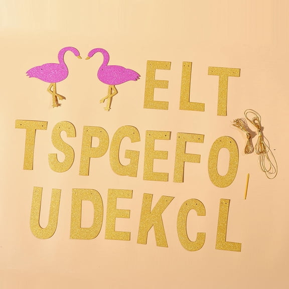 LOLIPPYY 1Pc Flamingo Party Supplies Banner with Let's Get Flocked Up Text in Golden for Celebration