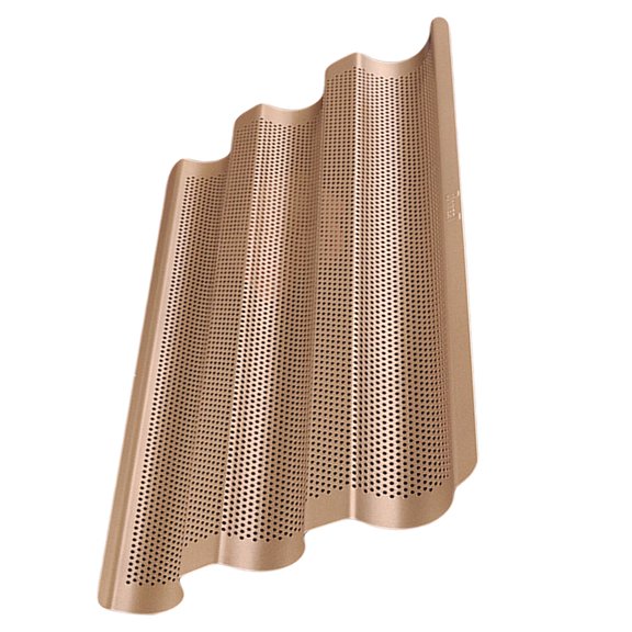 LOLIPPYY 1Pc Simple French Bread Pan Nonstick French Baking Tray Heavy Steel Three-Slot Mould for Baker Cook ( Gold)