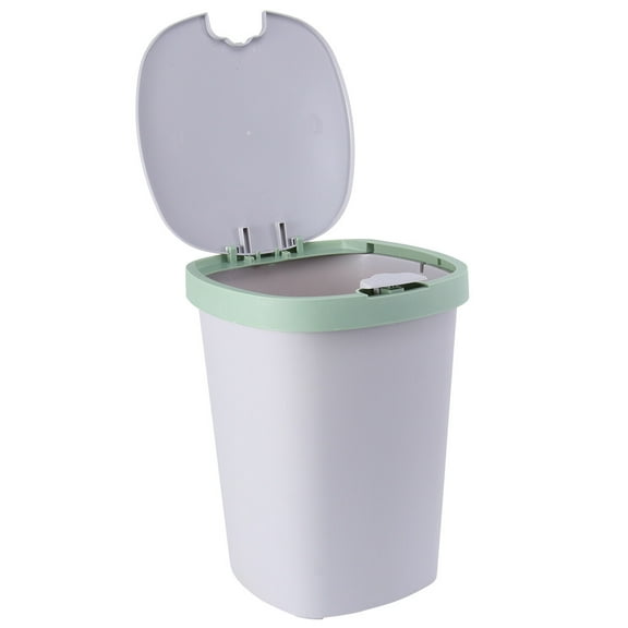 LOLIPPYY 1Pc Green Plastic Trash Can with Push-Button Lid Garbage Can for Home Storage Use