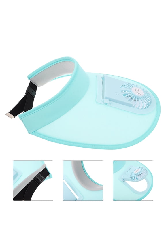 Green Sun Visor Hat with Built-in Cooling Fan, 3-Speed Adjustable, Rechargeable Battery, Lightweight and Breathable