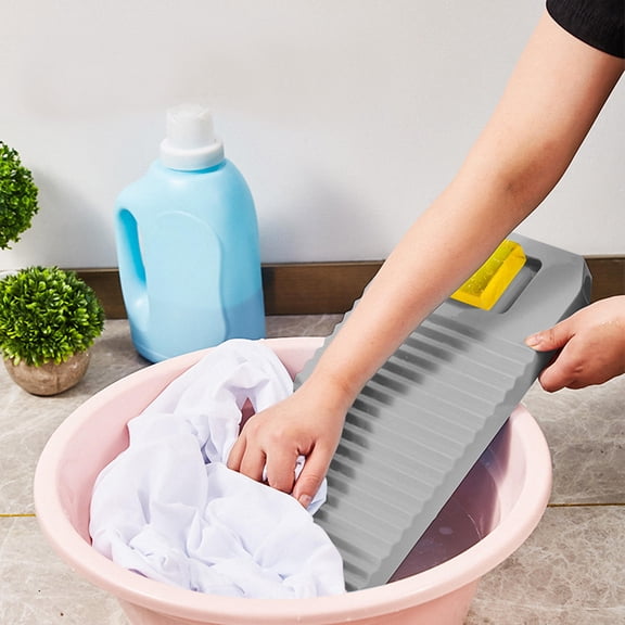 LOLIPPYY 1Pc Grey Plastic Washboard for Home Use with Wavy Surface and Comfortable Hand Scrubbing